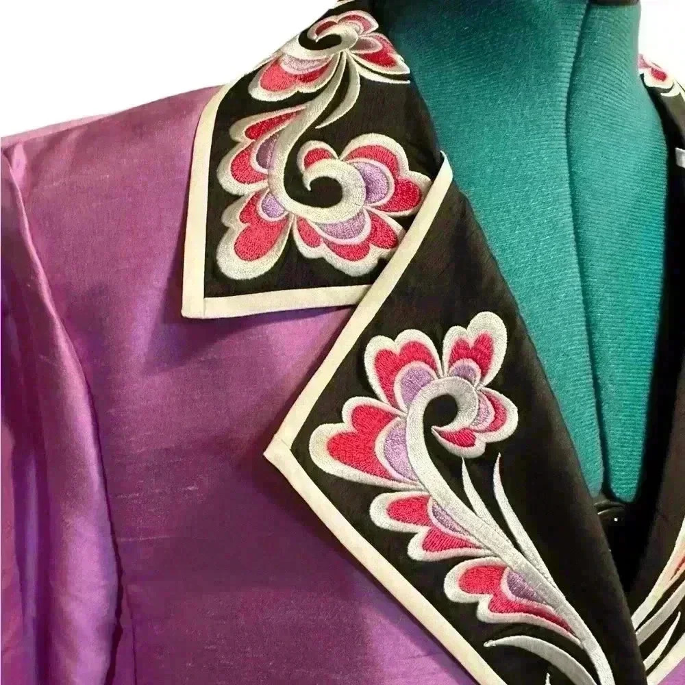 Bob Mackie 100% Silk Jacket Wearable Art Women’s Embroidery Blazer Size Large. - Picture 4 of 8